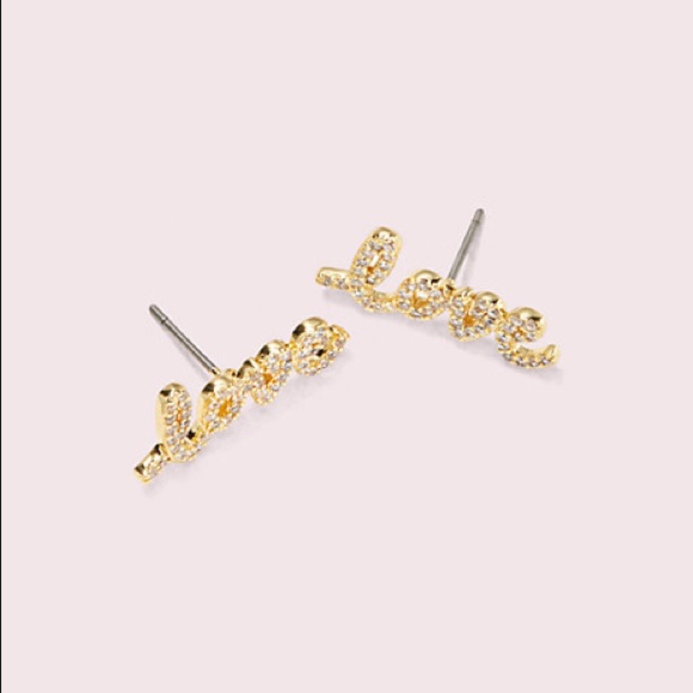 Adorable Kate Spade “love” pave earrings